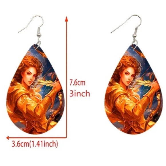 NWT Beautiful Zodiac Pisces on a Teardrop Shaped Pierced Dangle Earring! - Picture 2 of 2